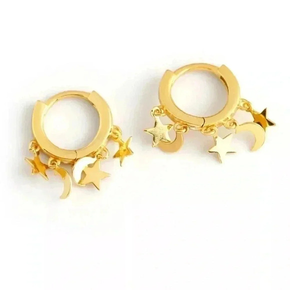 Gold Star Moon Tassel Fringe Hoop Earrings 

Brand New - Picture 5 of 5